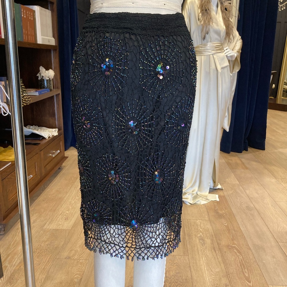 Elegant Black Beaded Skirt